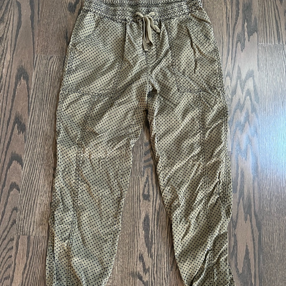 Anthropologie Khaki Polka Dot Joggers